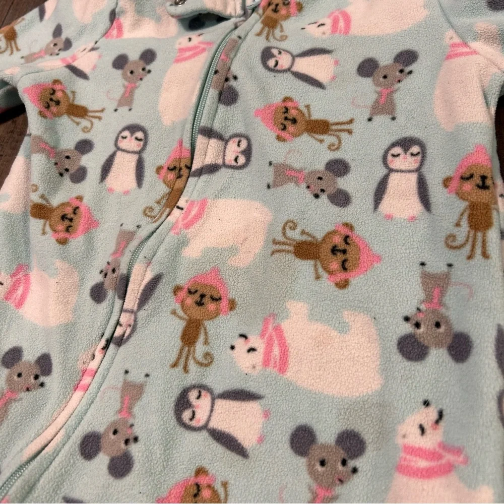 Lot of 4 Carter's Toddler‎ Girl Fleece Footed Pajamas, 24 Months Animals